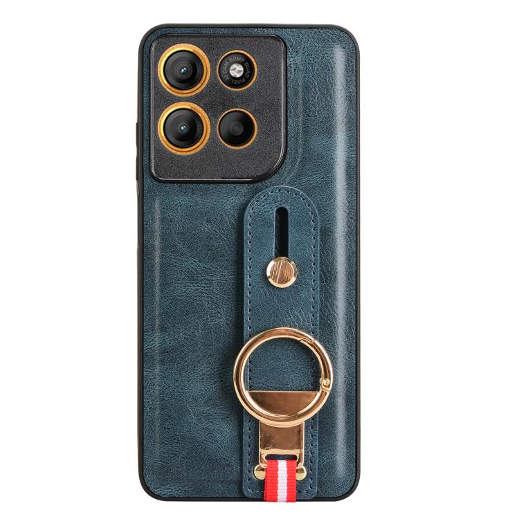 For Motorola Moto G15 / G15 Power 4G Wristband Leather Back Phone Case