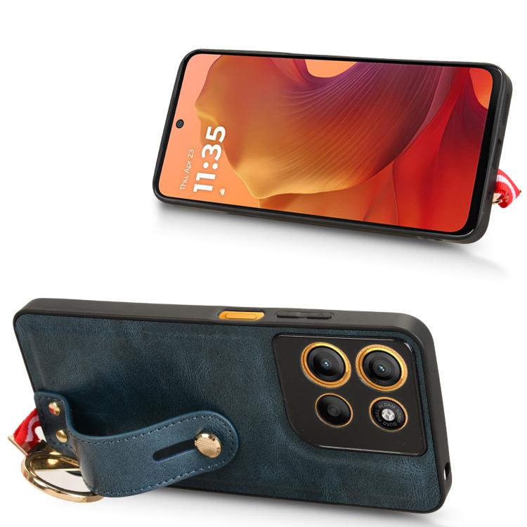For Motorola Moto G15 / G15 Power 4G Wristband Leather Back Phone Case