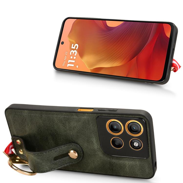 For Motorola Moto G15 / G15 Power 4G Wristband Leather Back Phone Case