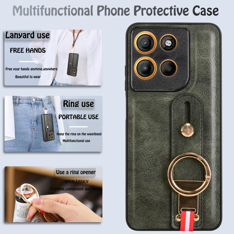 For Motorola Moto G15 / G15 Power 4G Wristband Leather Back Phone Case