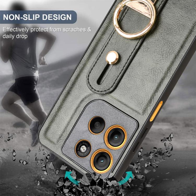 For Motorola Moto G15 / G15 Power 4G Wristband Leather Back Phone Case
