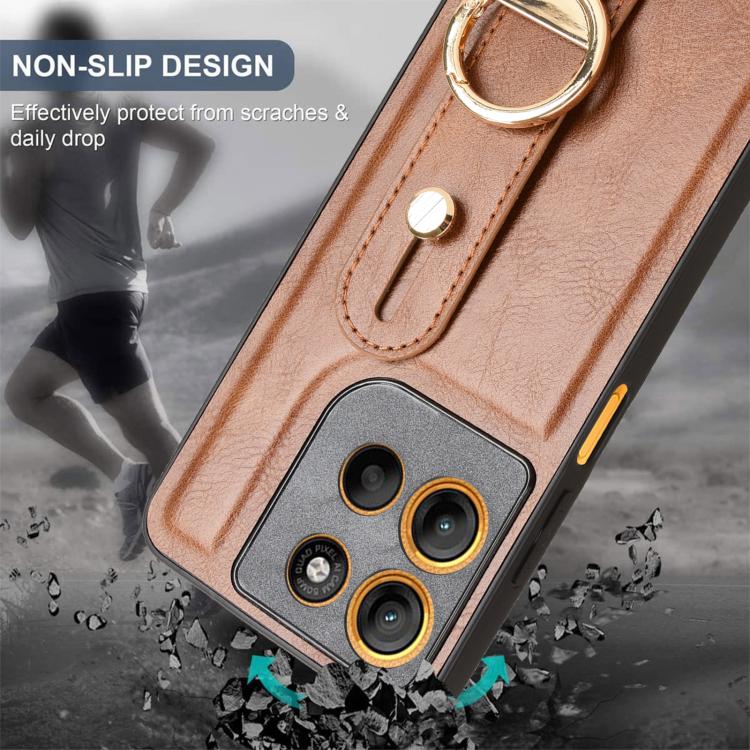 For Motorola Moto G15 / G15 Power 4G Wristband Leather Back Phone Case