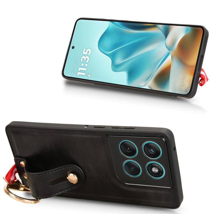 For Motorola Edge 60 Fusion Wristband Leather Back Phone Case