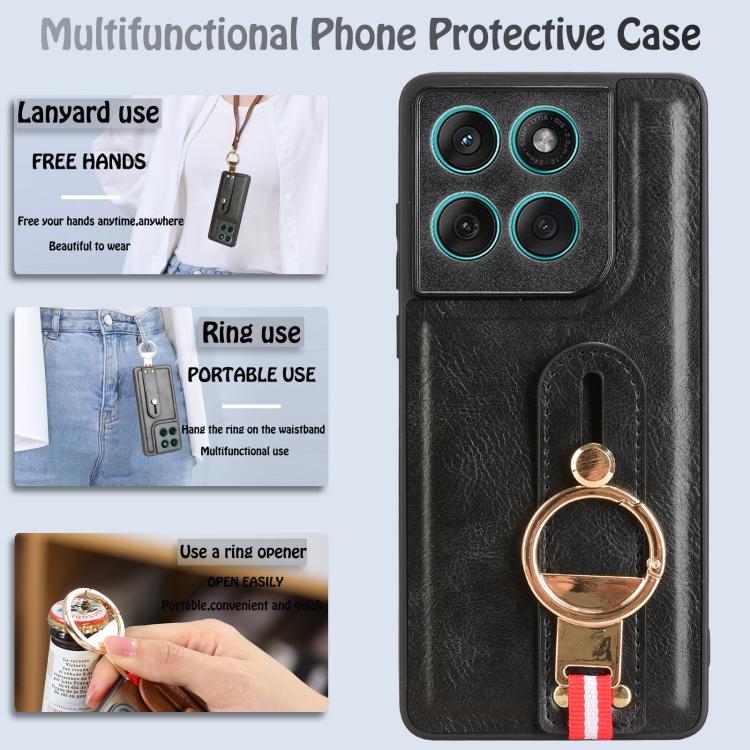 For Motorola Edge 60 Fusion Wristband Leather Back Phone Case