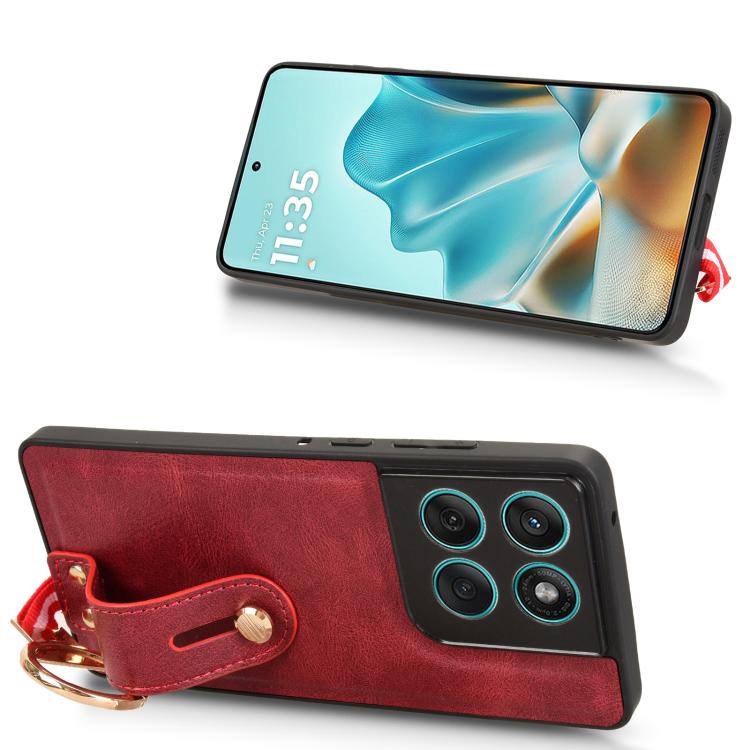 For Motorola Edge 60 Fusion Wristband Leather Back Phone Case