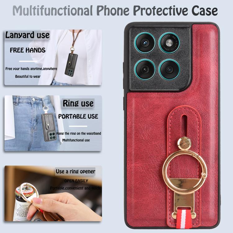 For Motorola Edge 60 Fusion Wristband Leather Back Phone Case