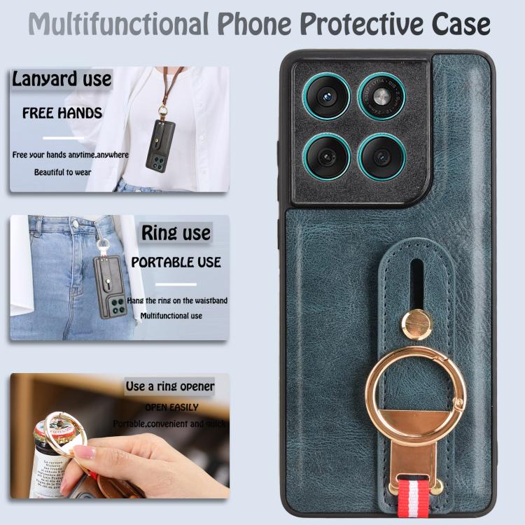 For Motorola Edge 60 Fusion Wristband Leather Back Phone Case