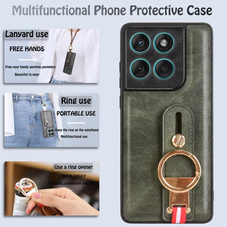 For Motorola Edge 60 Fusion Wristband Leather Back Phone Case