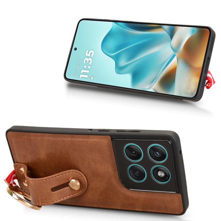 For Motorola Edge 60 Fusion Wristband Leather Back Phone Case