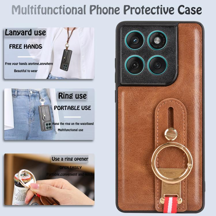 For Motorola Edge 60 Fusion Wristband Leather Back Phone Case