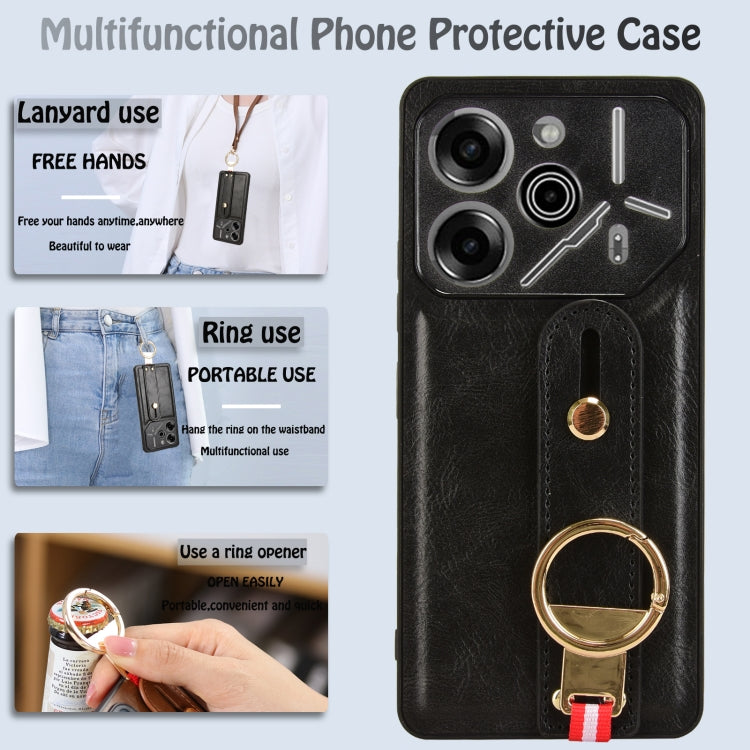 For Tecno Pova 6 Pro 5G Wristband Leather Back Phone Case