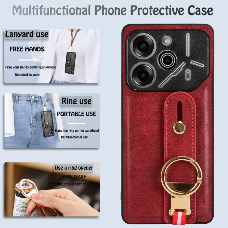 For Tecno Pova 6 Pro 5G Wristband Leather Back Phone Case