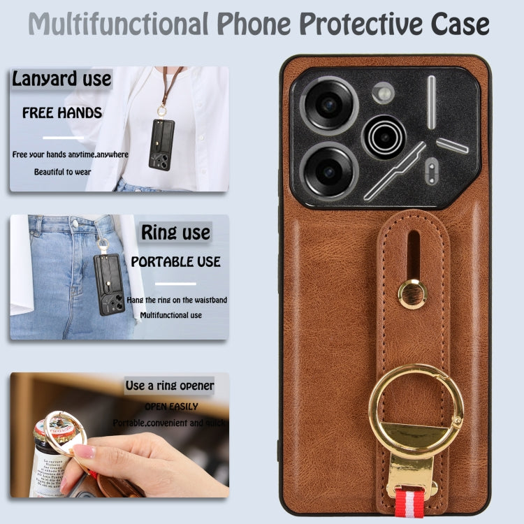For Tecno Pova 6 Pro 5G Wristband Leather Back Phone Case