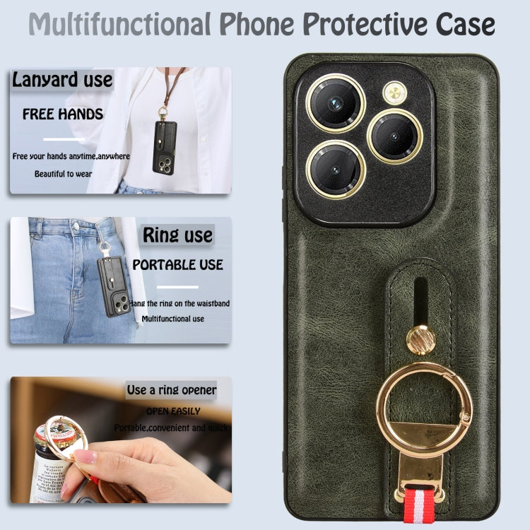 For Tecno Spark 20 Pro 4G Wristband Leather Back Phone Case