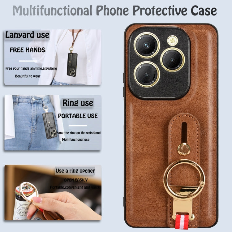 For Tecno Spark 20 Pro 4G Wristband Leather Back Phone Case