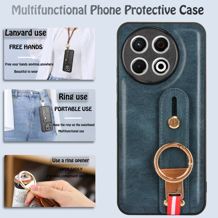 For Tecno Spark 30 Pro 4G Wristband Leather Back Phone Case