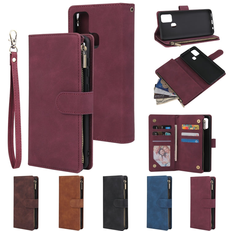 For Samsung Galaxy A21s Multifunctional Horizontal Flip Leather Case, with Card Slot & Holder & Zipper Wallet & Photo Frame