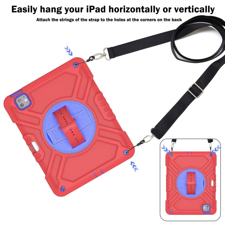 For iPad Pro 11 2025 / 2024 X Rotation PC Hybrid Silicone Tablet Case with Strap