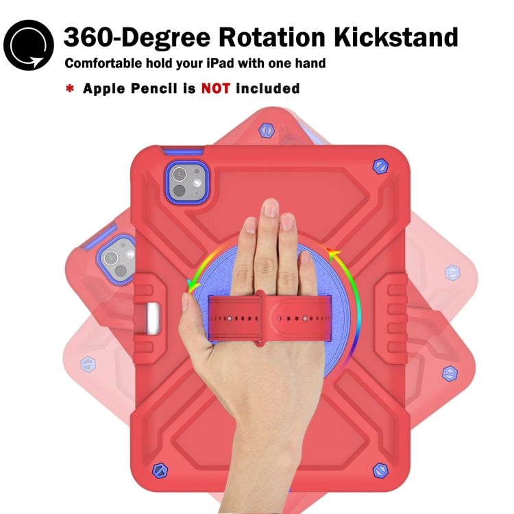 For iPad Pro 11 2025 / 2024 X Rotation PC Hybrid Silicone Tablet Case with Strap