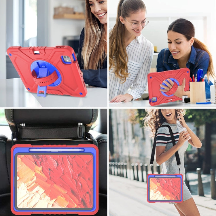 For iPad Pro 11 2025 / 2024 X Rotation PC Hybrid Silicone Tablet Case with Strap