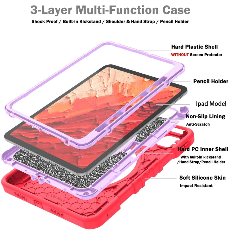 For iPad Pro 11 2025 / 2024 X Rotation PC Hybrid Silicone Tablet Case with Strap