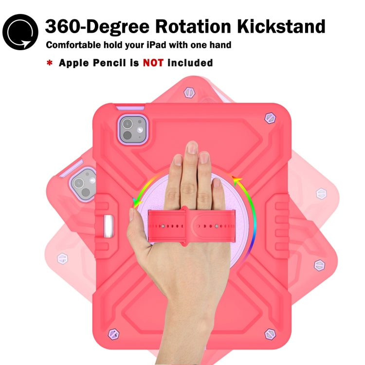 For iPad Pro 11 2025 / 2024 X Rotation PC Hybrid Silicone Tablet Case with Strap