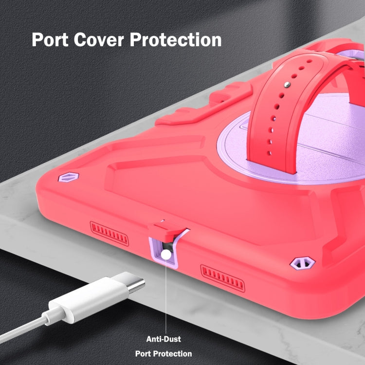 For iPad Pro 11 2025 / 2024 X Rotation PC Hybrid Silicone Tablet Case with Strap