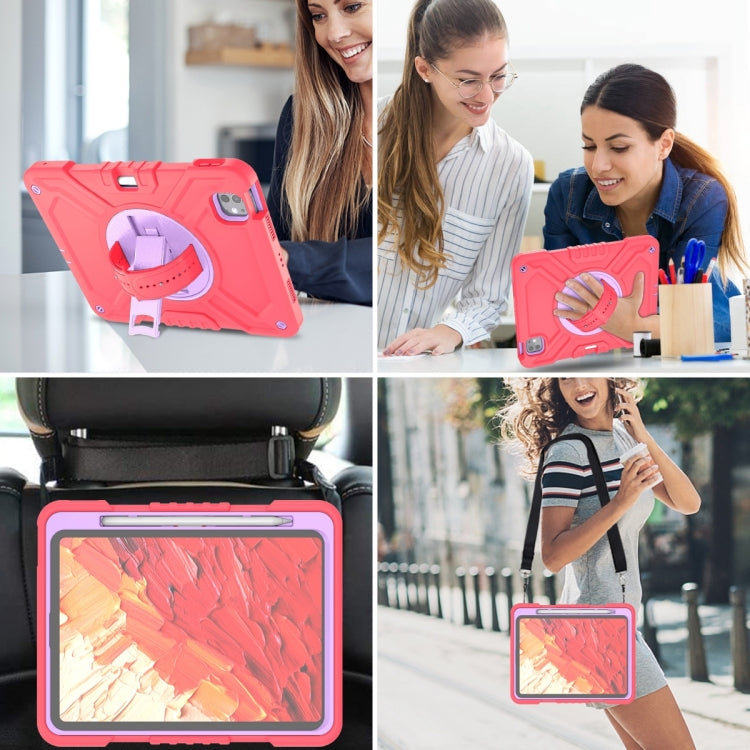 For iPad Pro 11 2025 / 2024 X Rotation PC Hybrid Silicone Tablet Case with Strap