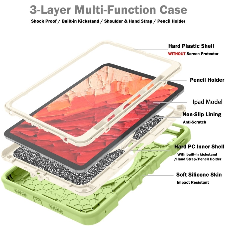 For iPad Pro 11 2025 / 2024 X Rotation PC Hybrid Silicone Tablet Case with Strap