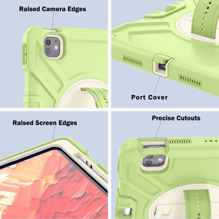 For iPad Pro 11 2025 / 2024 X Rotation PC Hybrid Silicone Tablet Case with Strap