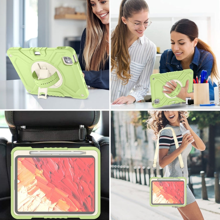 For iPad Pro 11 2025 / 2024 X Rotation PC Hybrid Silicone Tablet Case with Strap