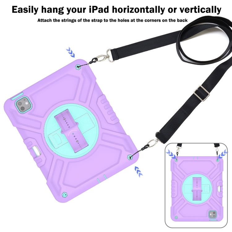 For iPad Pro 11 2025 / 2024 X Rotation PC Hybrid Silicone Tablet Case with Strap