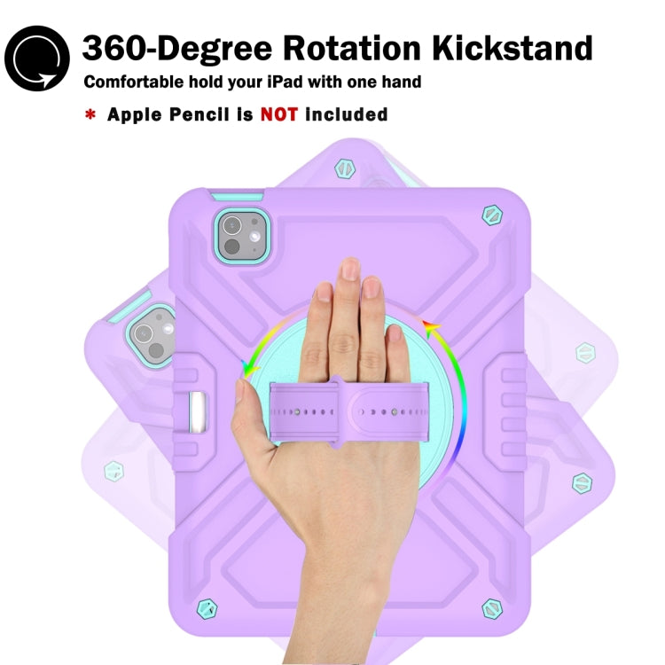 For iPad Pro 11 2025 / 2024 X Rotation PC Hybrid Silicone Tablet Case with Strap