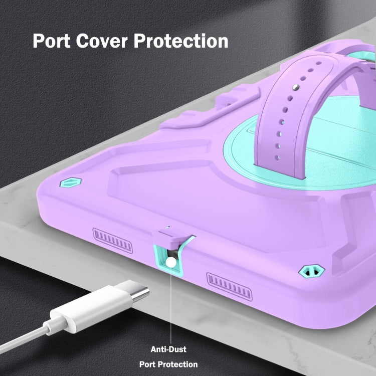 For iPad Pro 11 2025 / 2024 X Rotation PC Hybrid Silicone Tablet Case with Strap