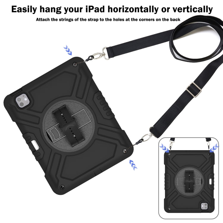 For iPad Pro 11 2025 / 2024 X Rotation PC Hybrid Silicone Tablet Case with Strap