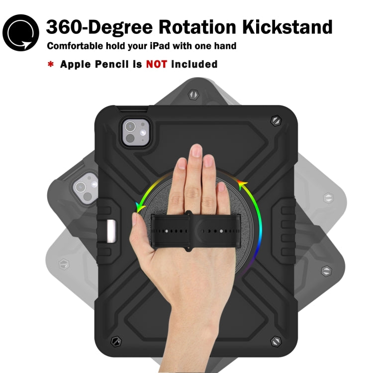 For iPad Pro 11 2025 / 2024 X Rotation PC Hybrid Silicone Tablet Case with Strap
