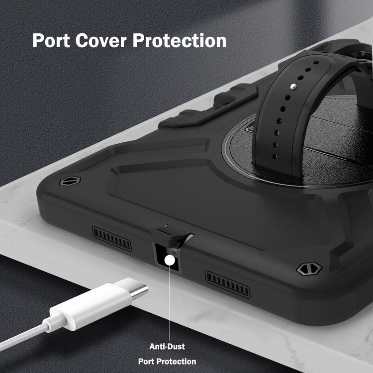 For iPad Pro 11 2025 / 2024 X Rotation PC Hybrid Silicone Tablet Case with Strap