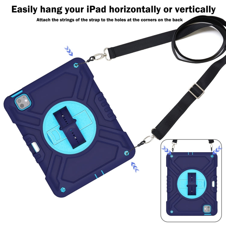 For iPad Pro 11 2025 / 2024 X Rotation PC Hybrid Silicone Tablet Case with Strap