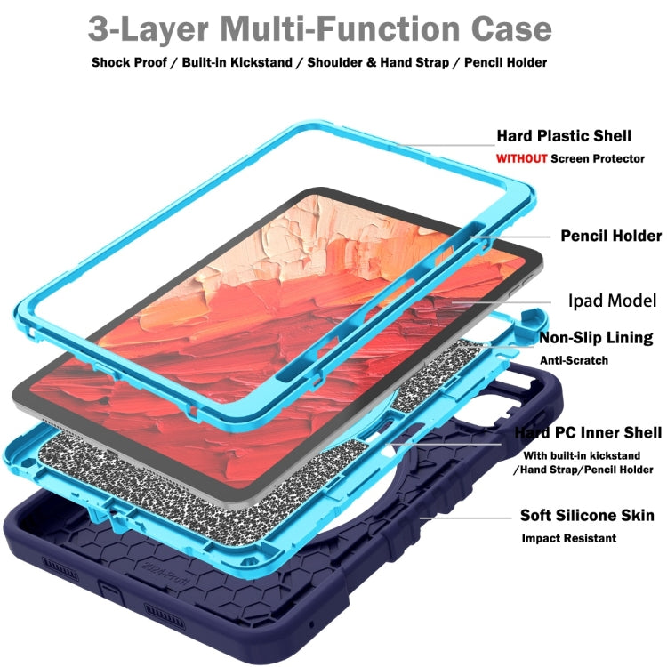 For iPad Pro 11 2025 / 2024 X Rotation PC Hybrid Silicone Tablet Case with Strap