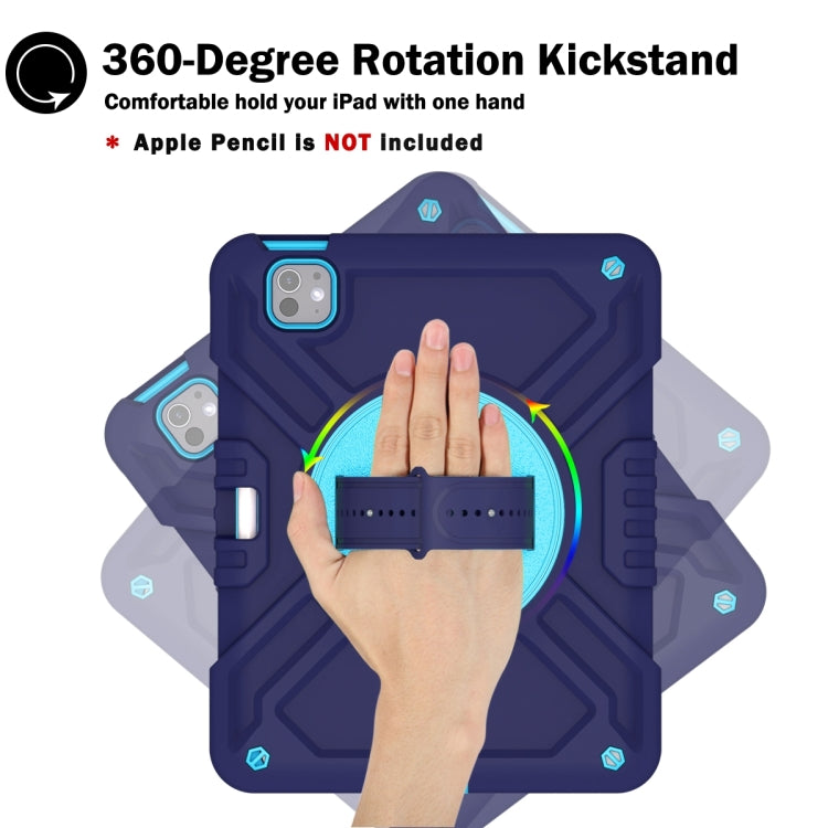 For iPad Pro 11 2025 / 2024 X Rotation PC Hybrid Silicone Tablet Case with Strap