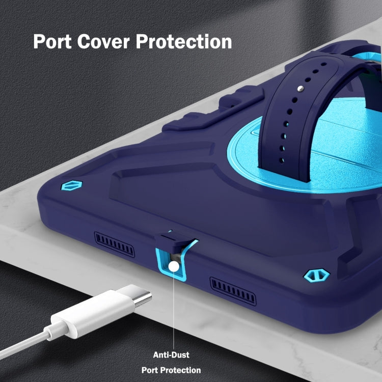 For iPad Pro 11 2025 / 2024 X Rotation PC Hybrid Silicone Tablet Case with Strap