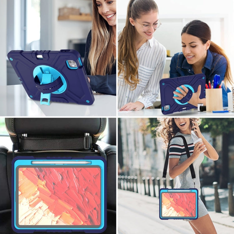 For iPad Pro 11 2025 / 2024 X Rotation PC Hybrid Silicone Tablet Case with Strap