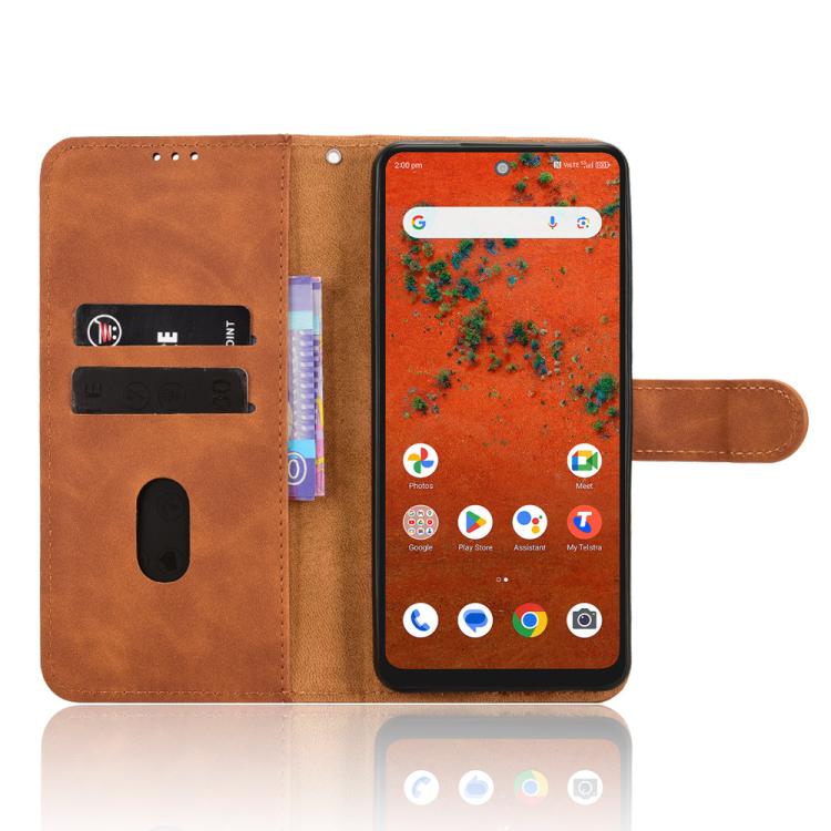 For ZTE A75 Pro / Telstra T-Elite 5G Skin Feel Magnetic Flip Leather Phone Case