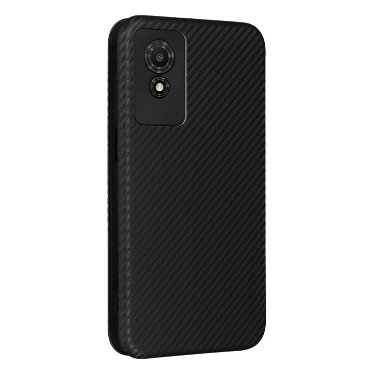 For TCL 501 Carbon Fiber Texture Flip Leather Phone Case