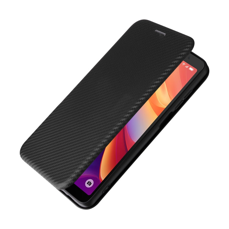 For TCL 501 Carbon Fiber Texture Flip Leather Phone Case