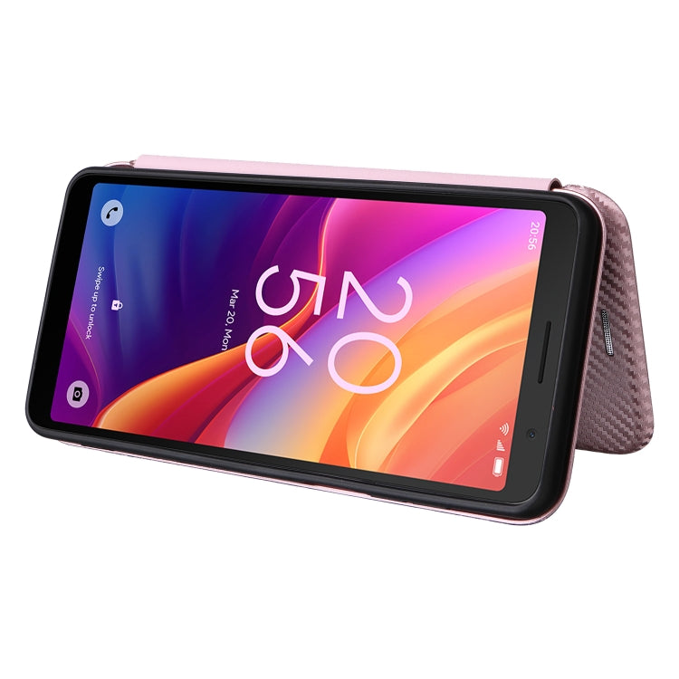 For TCL 501 Carbon Fiber Texture Flip Leather Phone Case