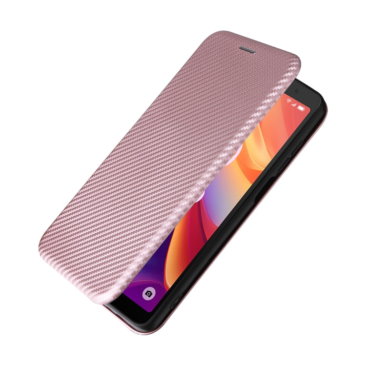 For TCL 501 Carbon Fiber Texture Flip Leather Phone Case