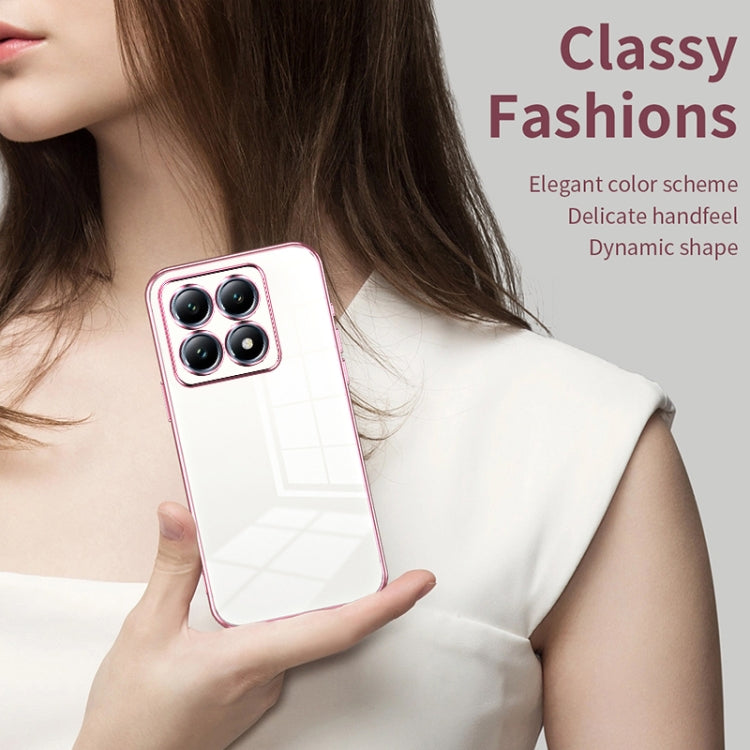 For Xiaomi 14T Pro Transparent Plating Fine Hole Phone Case