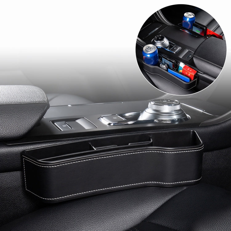 Car Multi-functional Console Box Cup Holder Seat Gap Side Storage Box, Leather Style, Color:Black
