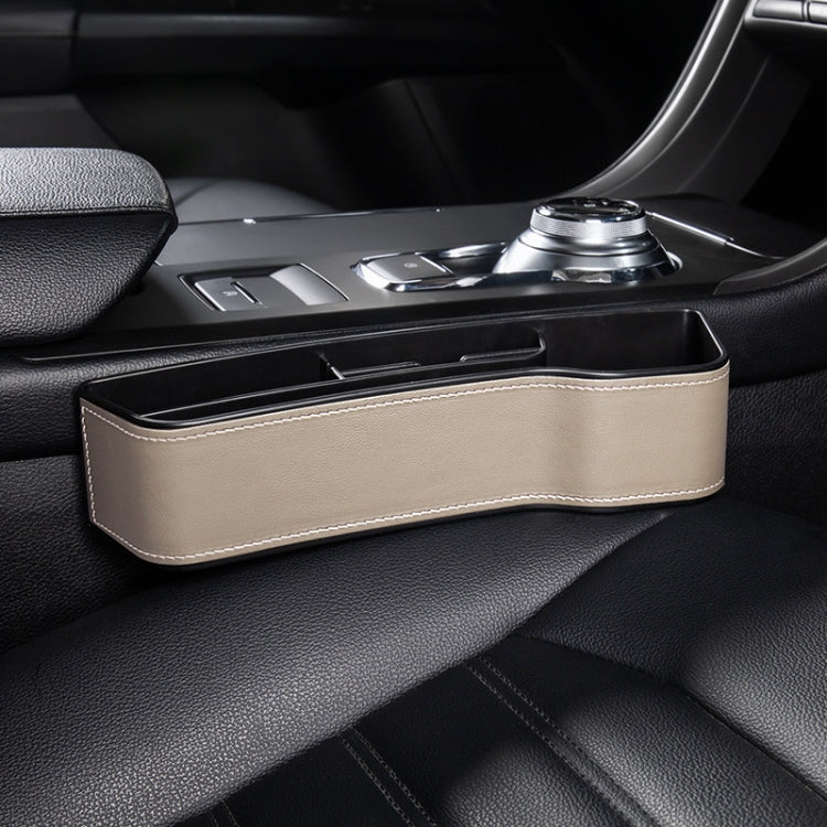 Car Multi-functional Console Box Cup Holder Seat Gap Side Storage Box, Leather Style, Color:Beige